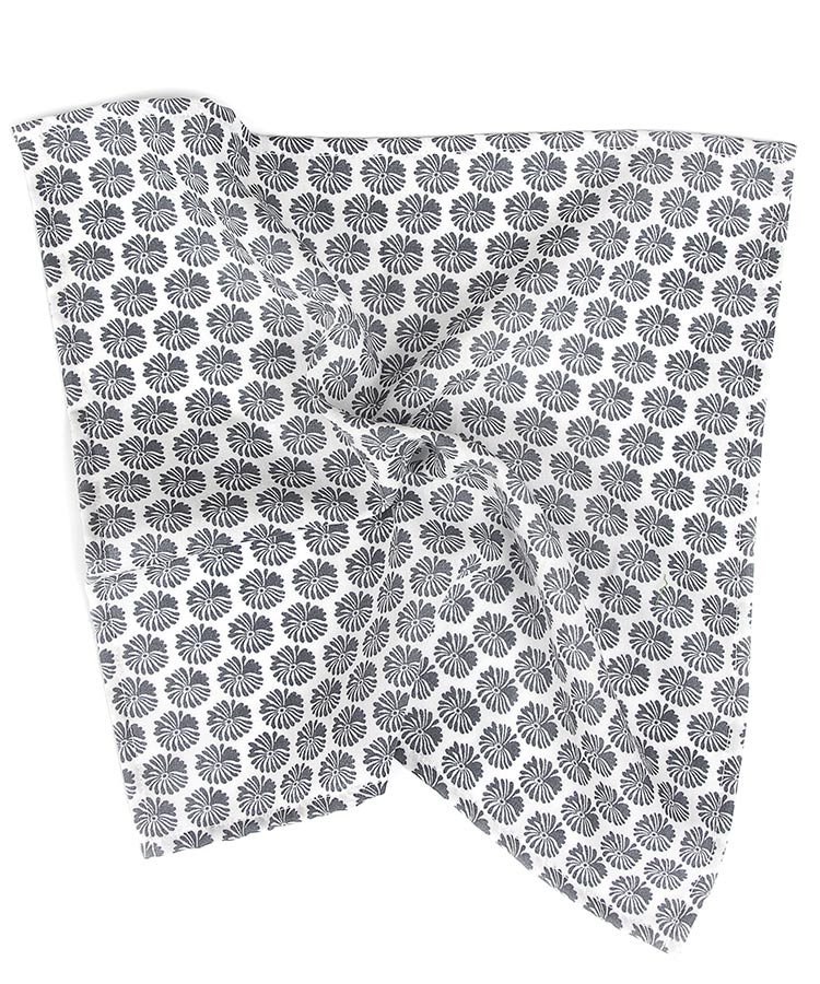 White & Grey Cotton Pocket Square