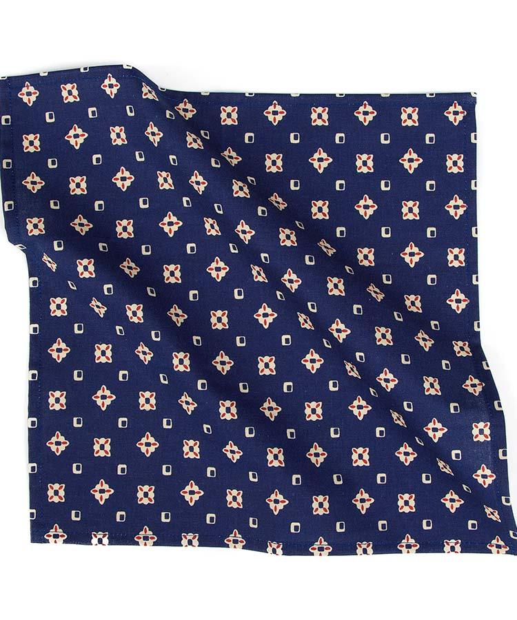 Blue Patterned Cotton Pocket Square