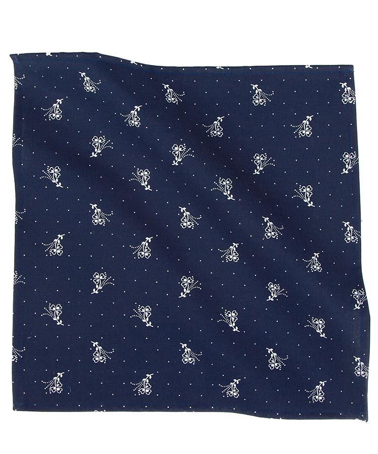 Navy Flowers and Dots Cotton Pocket Square