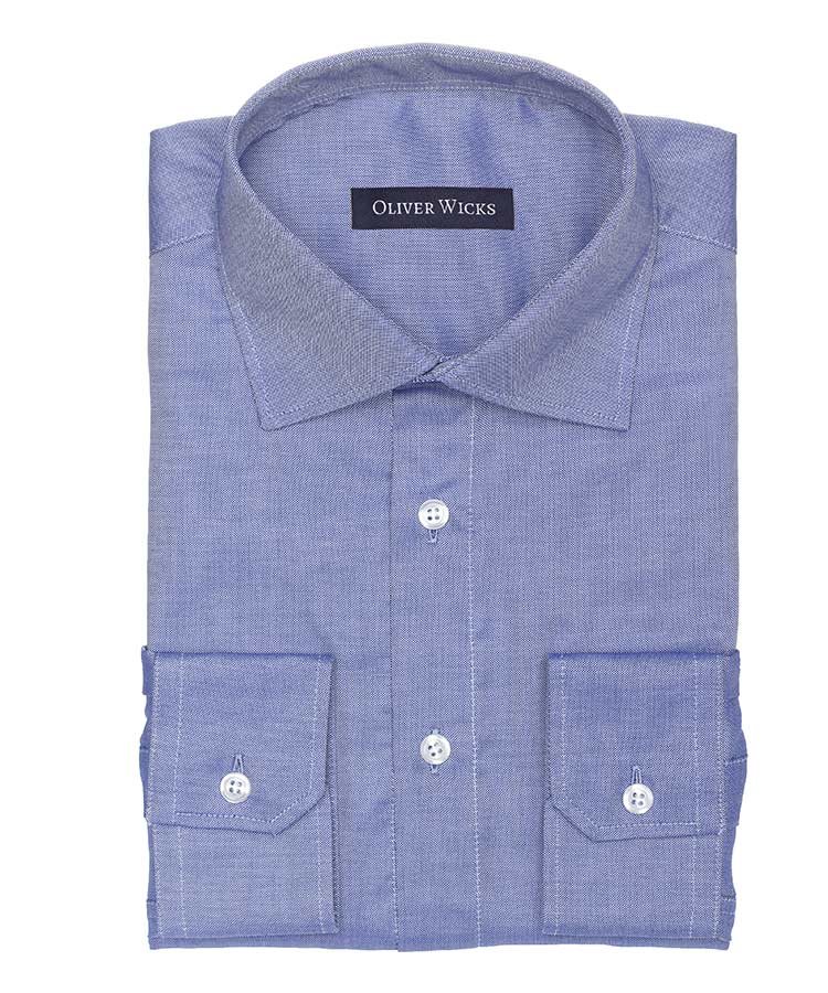 Dark Blue Two-Fold Cotton Oxford Shirt