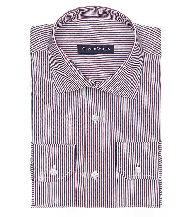 Red & Blue Stripe Cotton Shirt