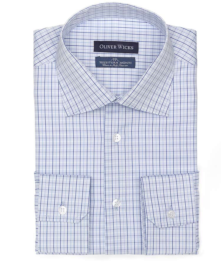 Blue Checked Blue Two-Ply Cotton Shirt