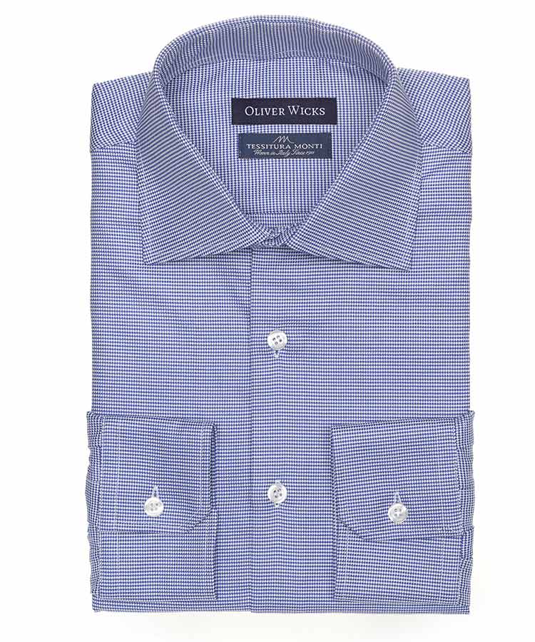Micropatterned Blue Cotton Shirt