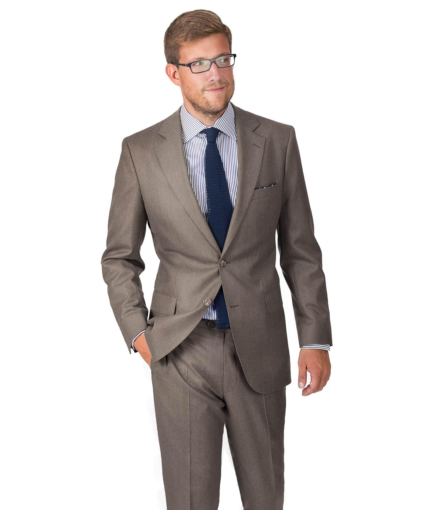 Light Brown Wool Flannel Suit - Oliver Wicks