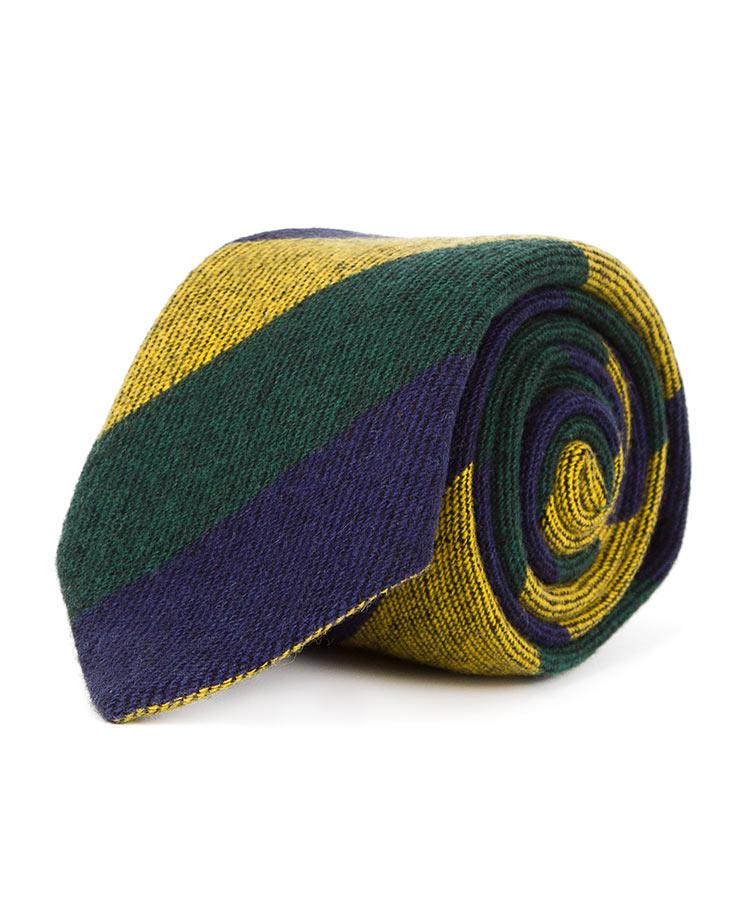 Italian 100% Wool Blue, Green and Yellow Tie