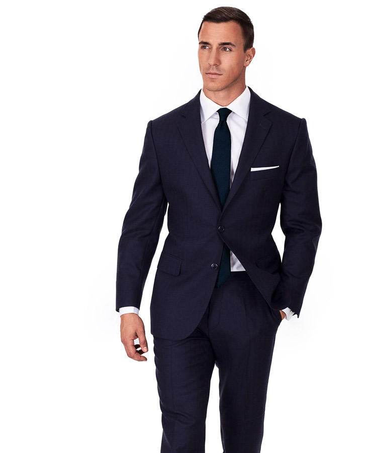 Navy herringbone suit clearance
