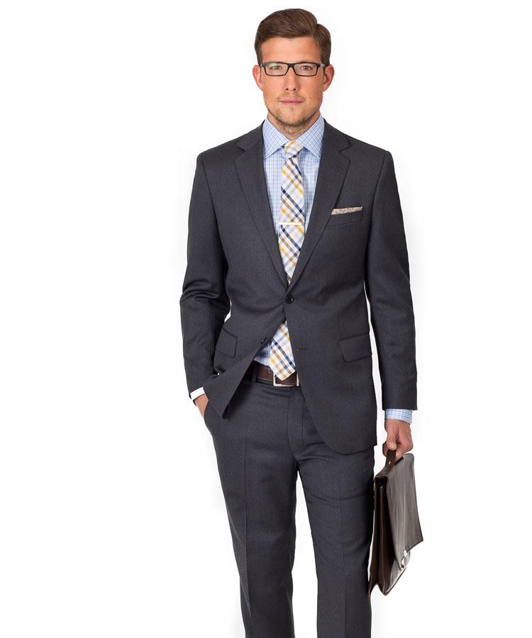Suit in Solid Grey Italian Wool