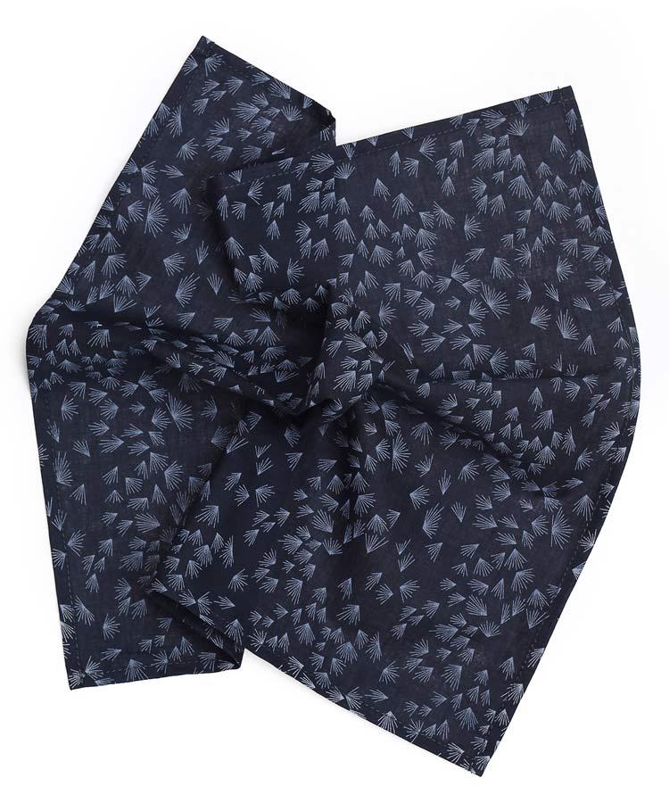 Navy Pocket Square With A Dandelion Pattern