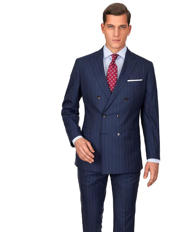 Premium Blue Stripe Blue Suit