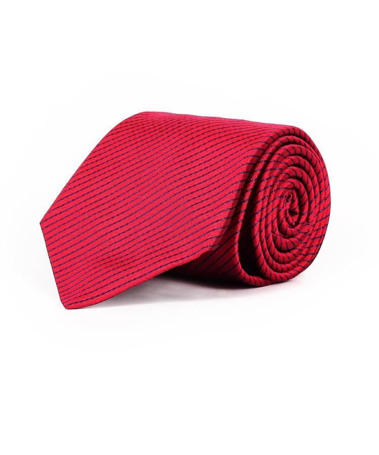 Red Pinstripe Italian 100% Silk Tie
