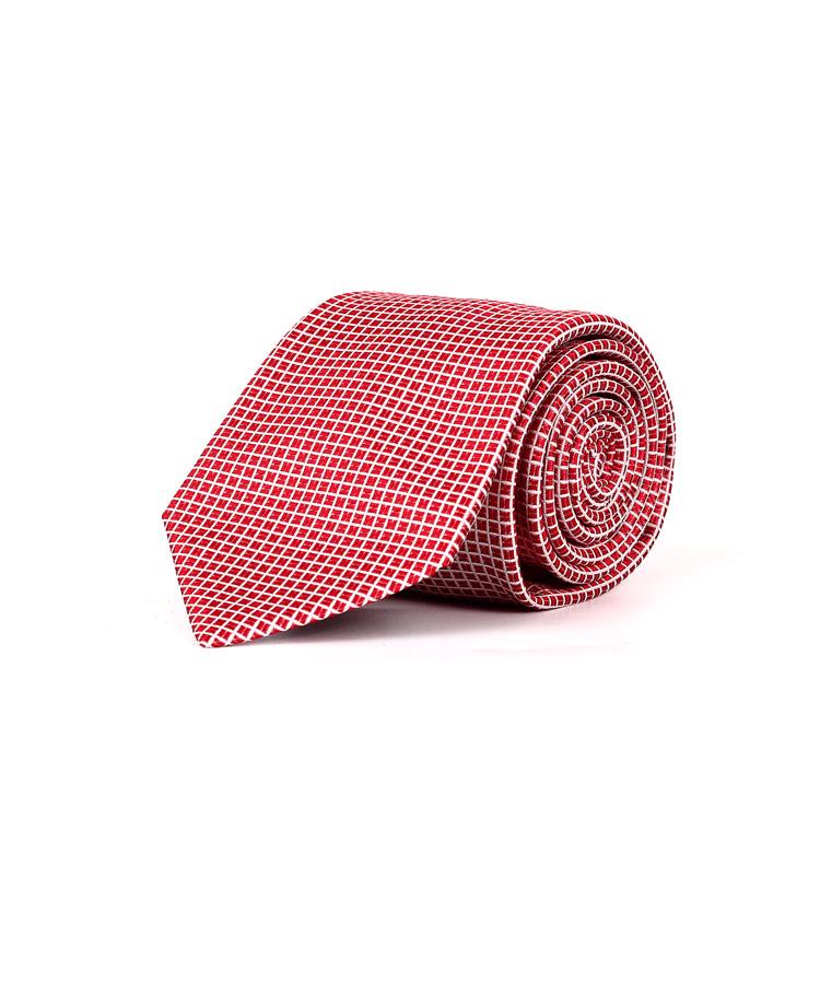 Red Check Italian 100% Silk Tie