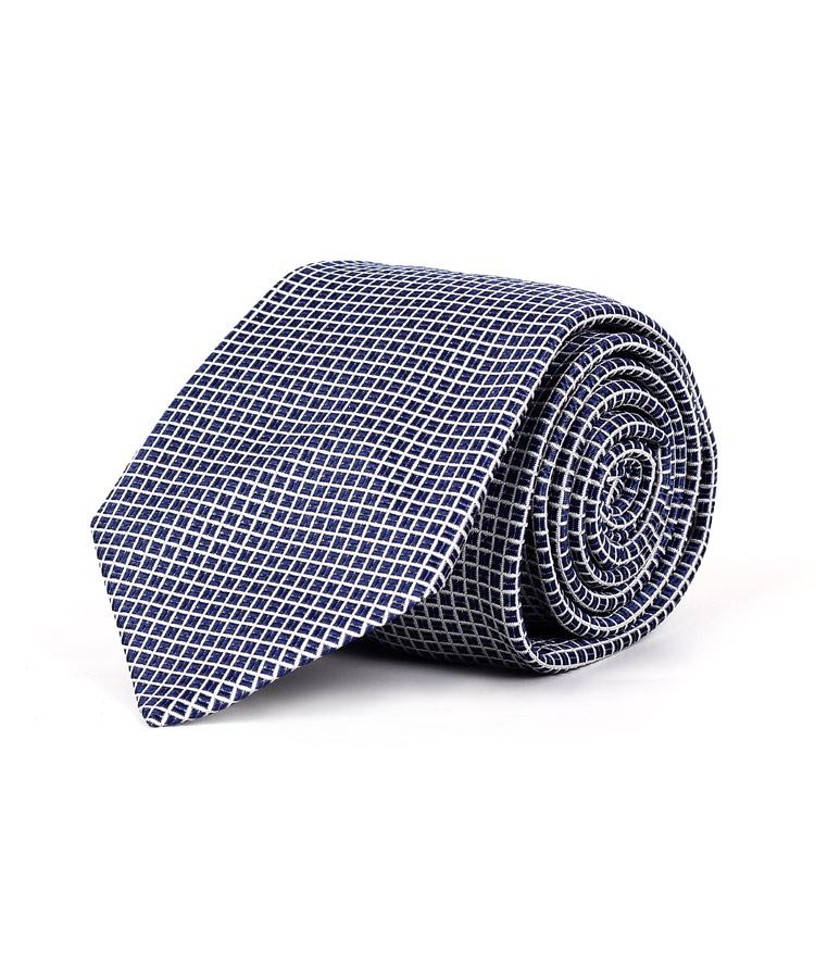 Navy Check Italian 100% Silk Tie