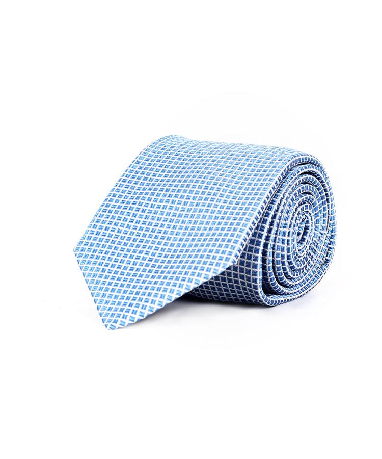Light Blue Check Italian 100% Silk Tie