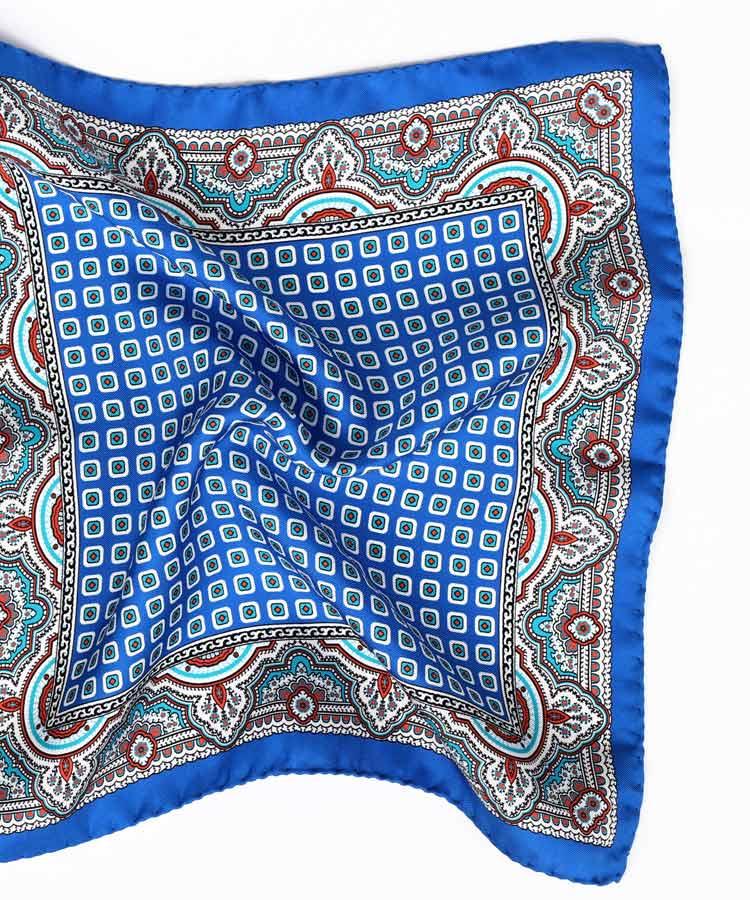 Italian 100% Silk Blue Pocket Square