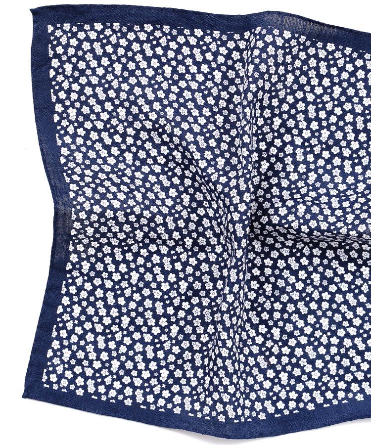 Italian 100% Linen Pocket Square with Floral Pattern