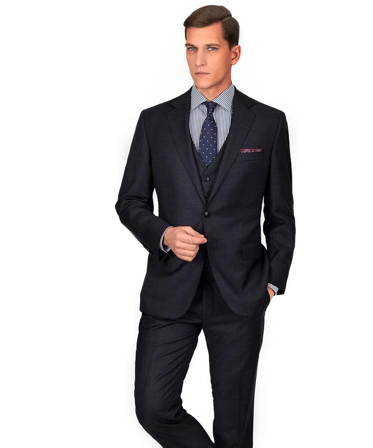 Premium Charcoal Plaid 3 Piece Suit