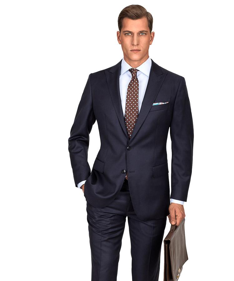 Premium Navy Pinstripe Suit