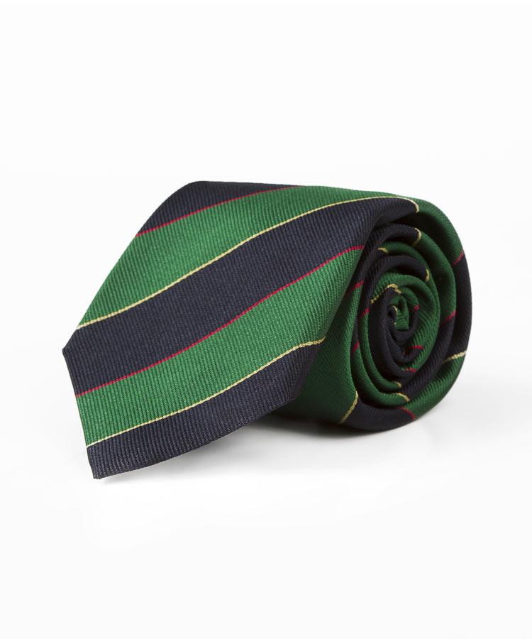 Green & Navy Stripes Italian Handmade 100% Silk Tie