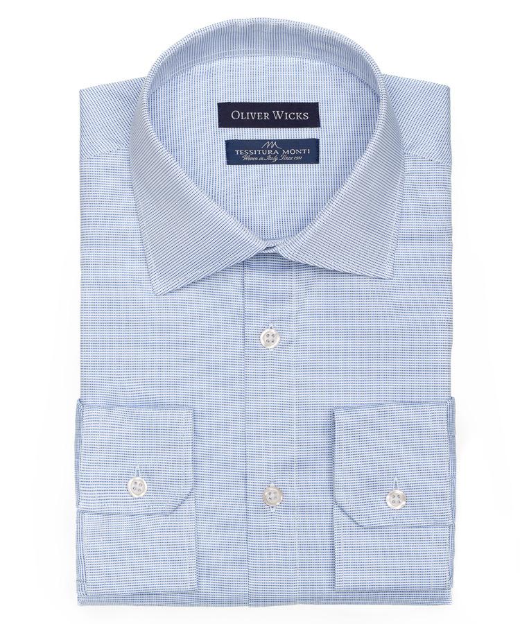 Blue Micro Pattern Cotton Oxford Shirt