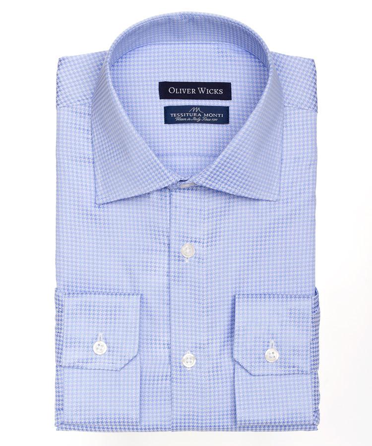 Light Blue Houndstooth Cotton Shirt