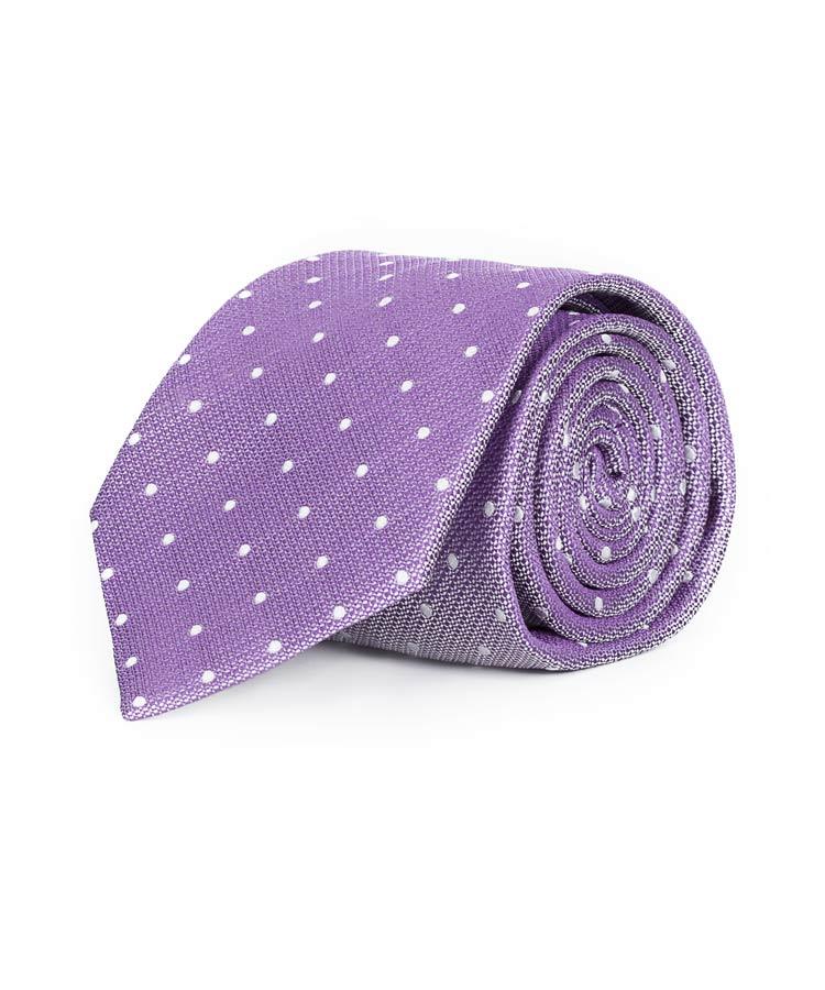 Lavender Dotted Italian 100% Silk Tie