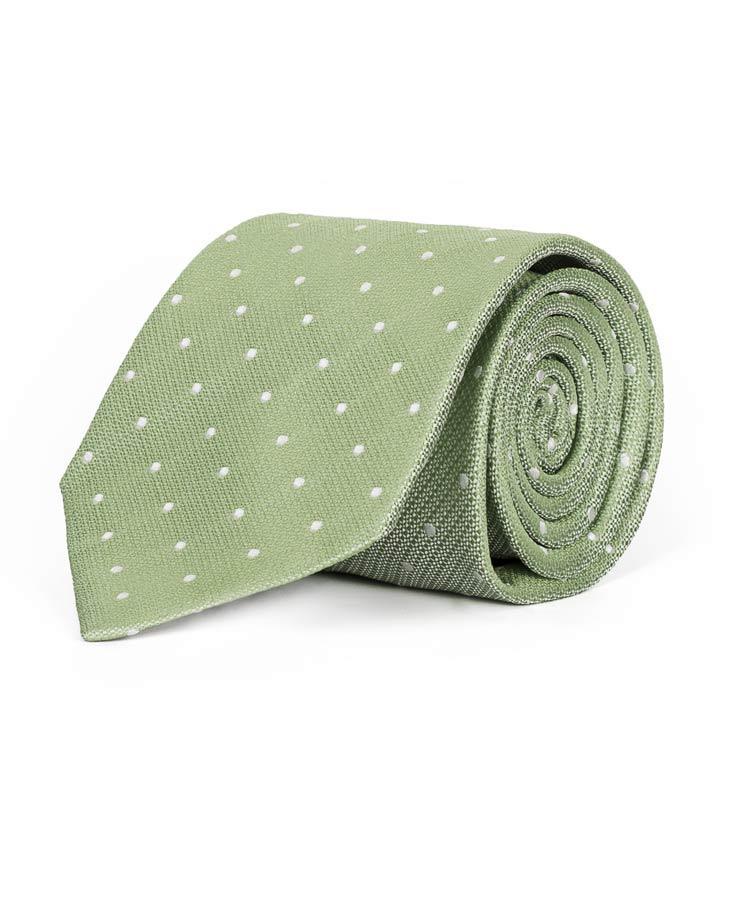 Pastel Green Dotted Italian 100% Silk Tie