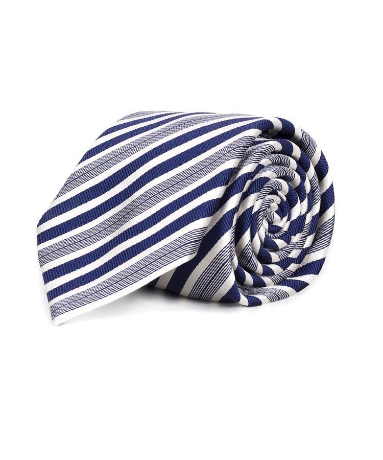 Blue & White Stripes Italian 100% Silk Tie