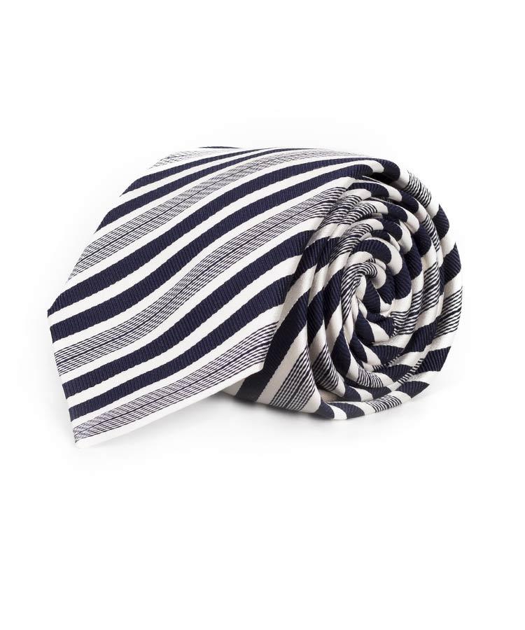 Navy & White Stripes Italian 100% Silk Tie