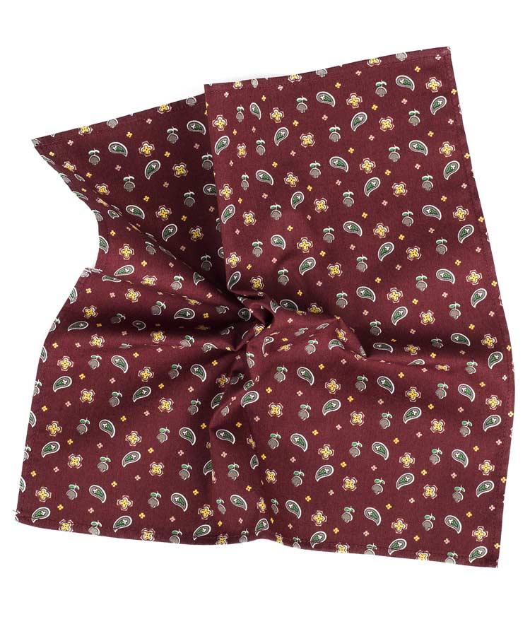 Burgundy Pocket Square with Paisley Pattern