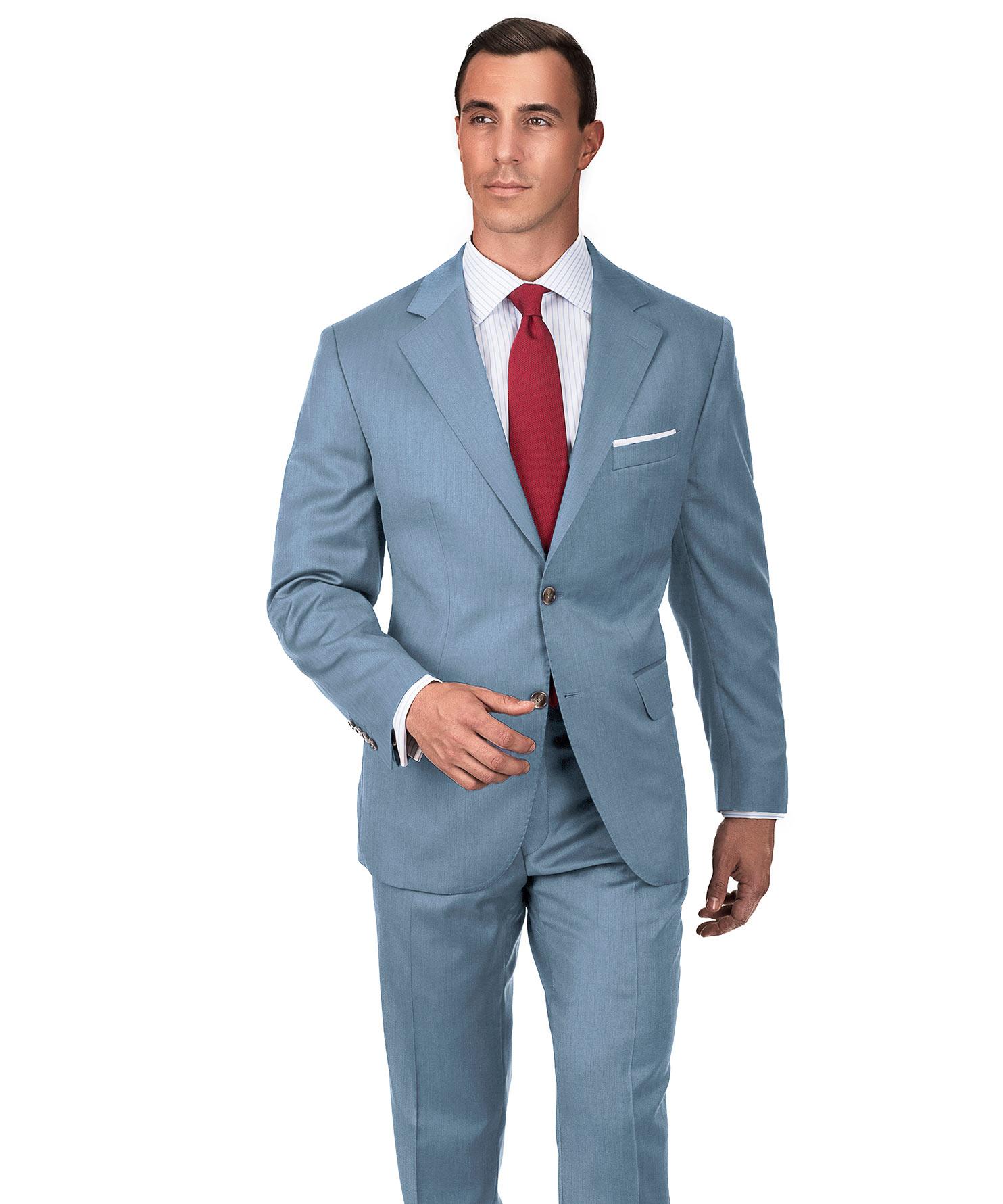 Premium Sky Blue Wool & Silk Suit