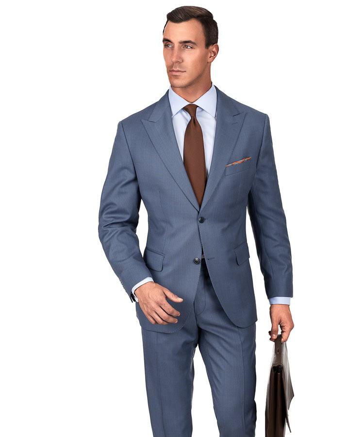 Premium Steel Blue Birdseye Suit