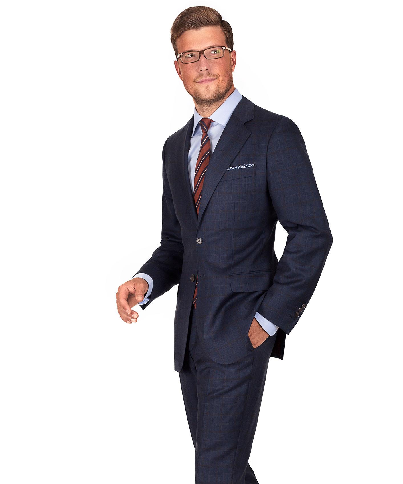 Brown Check Navy Suit