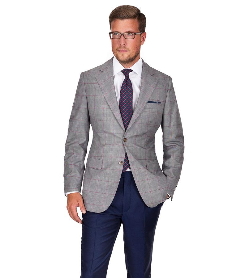 Vendetta Premium Grey & Red Plaid Blazer