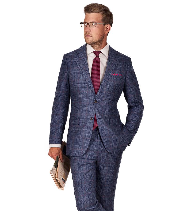 Blue Plaid Wool & Cashmere Suit