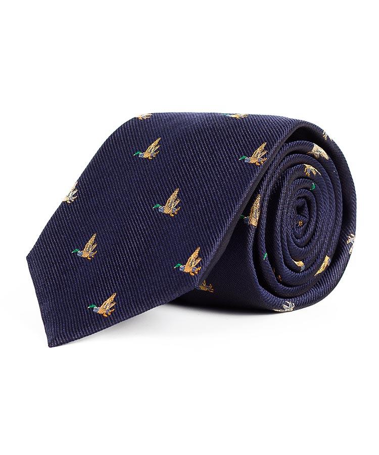Duck Pattern Navy 100% Silk Tie