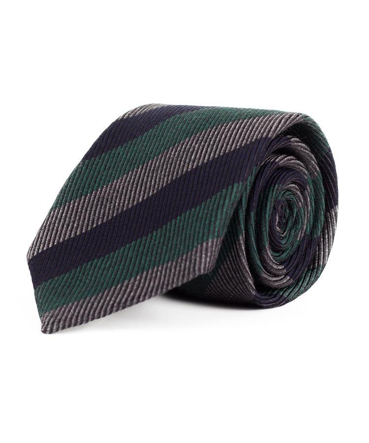 Blue, Green and Grey Wool & Silk Tie