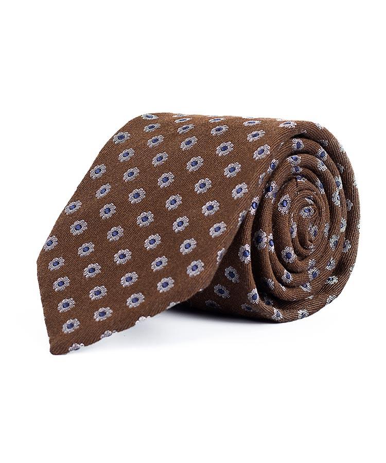Light Brown Floral Wool & Silk Tie