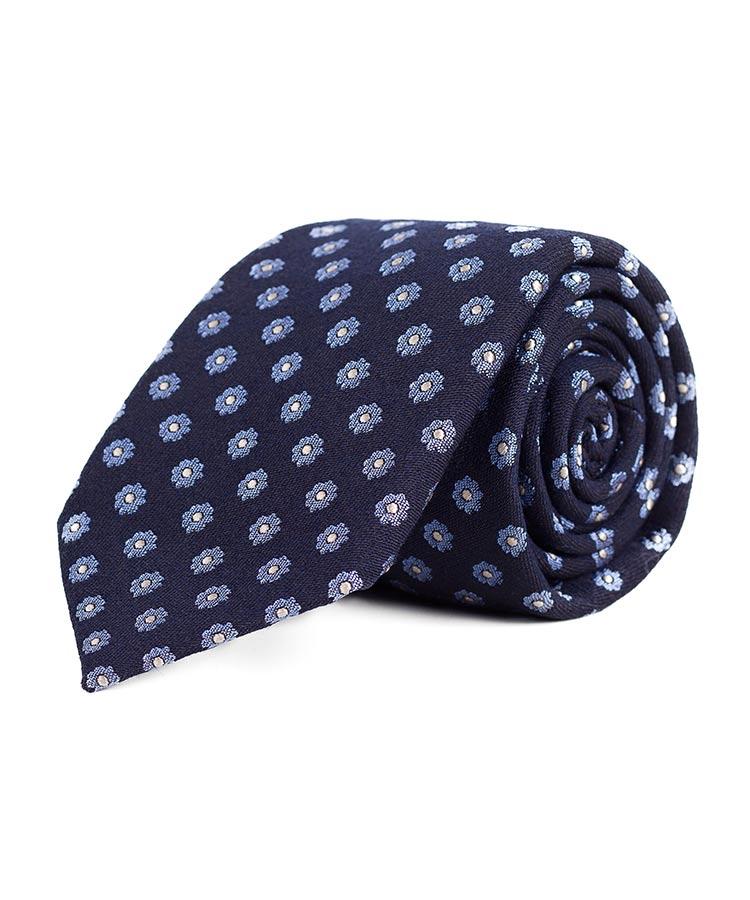 Blue Floral Wool & Silk Tie