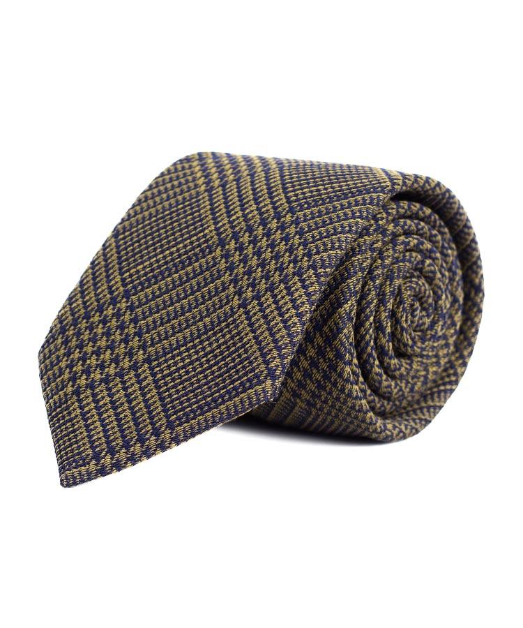 Olive Green Wool & Silk Check Tie