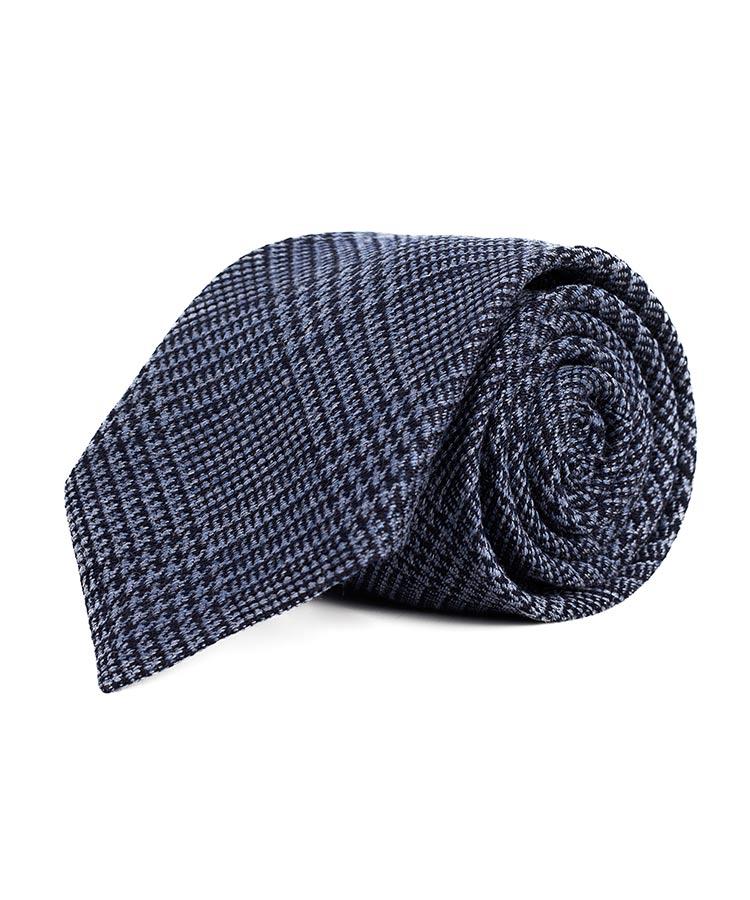 Blue Wool & Silk Check Tie