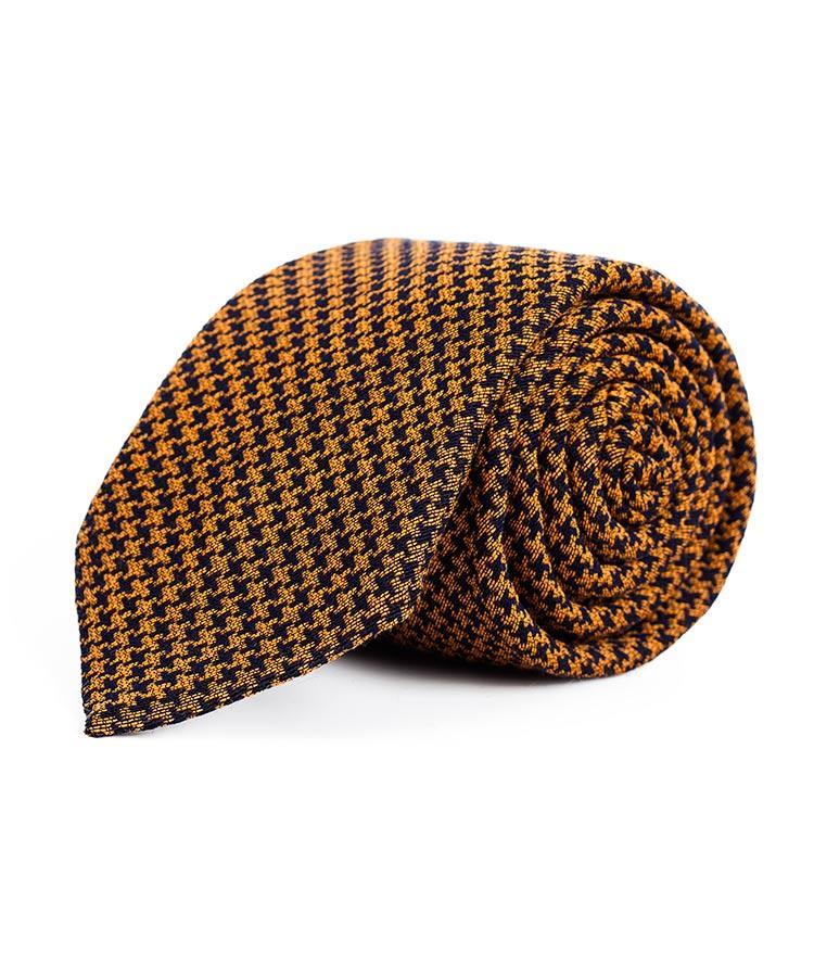 Saffron Wool & Silk Houndstooth Tie