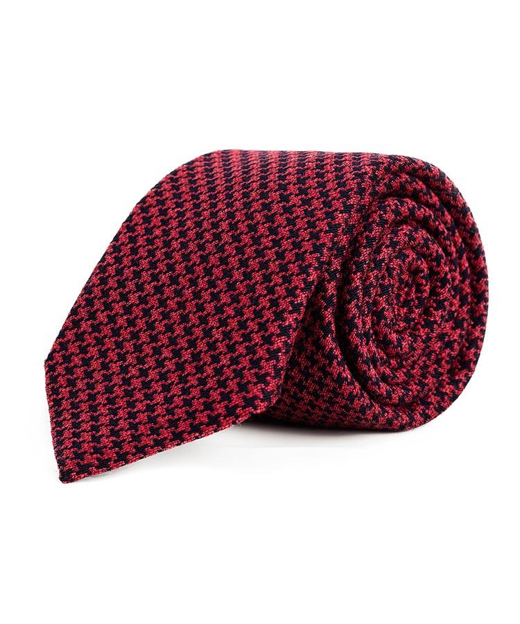 Dark Pink Wool & Silk Houndstooth Tie
