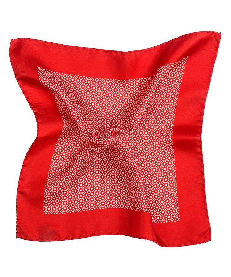 Bright Red Patterned Italian 100% Silk Pocket Square