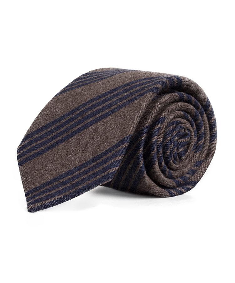 Brown & Blue Wool & Silk Tie