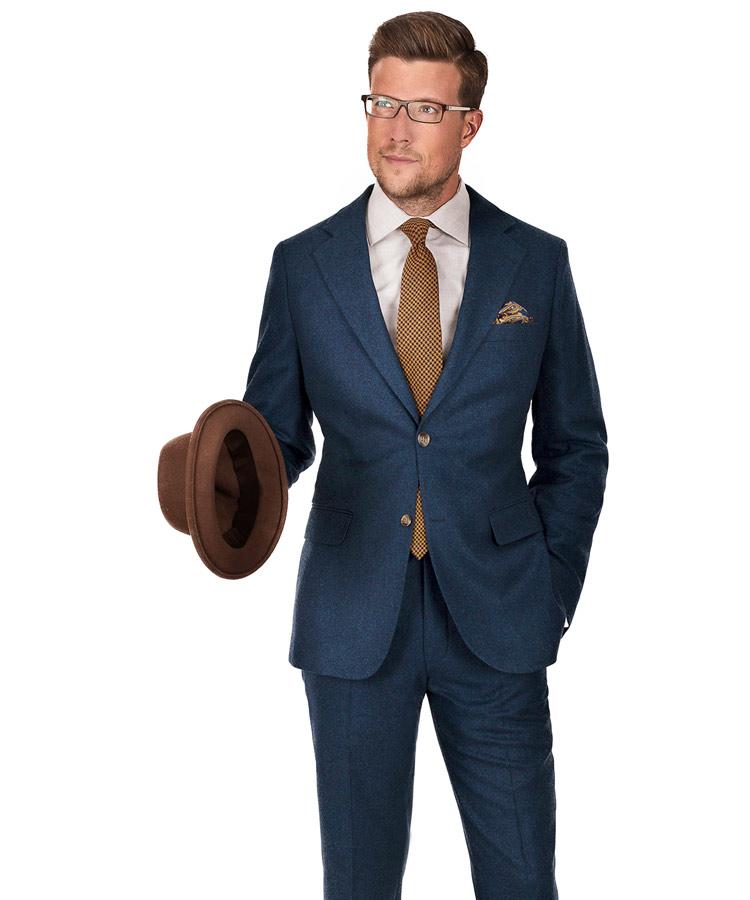 Teal Blue Wool Flannel Suit