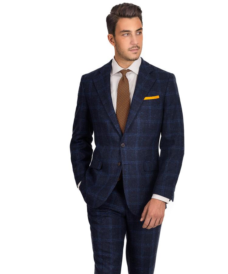 Blue Check Blue Shetland Tweed Suit