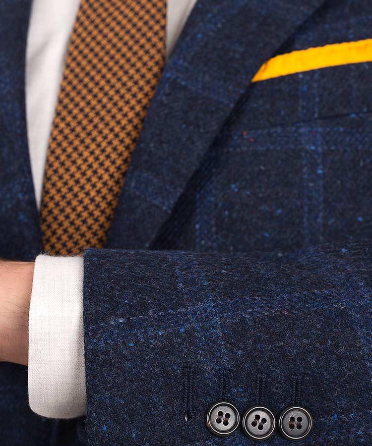Blue Check Blue Shetland Tweed Suit