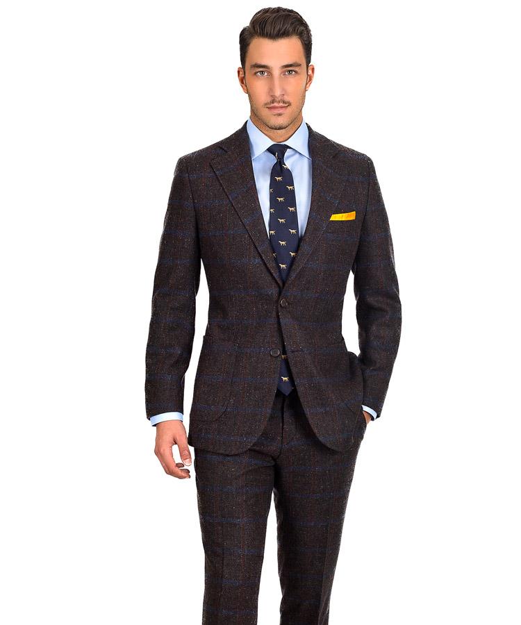 Blue Check Brown Shetland Tweed Suit