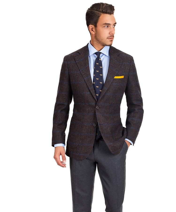 Blue Check Brown Shetland Tweed Blazer