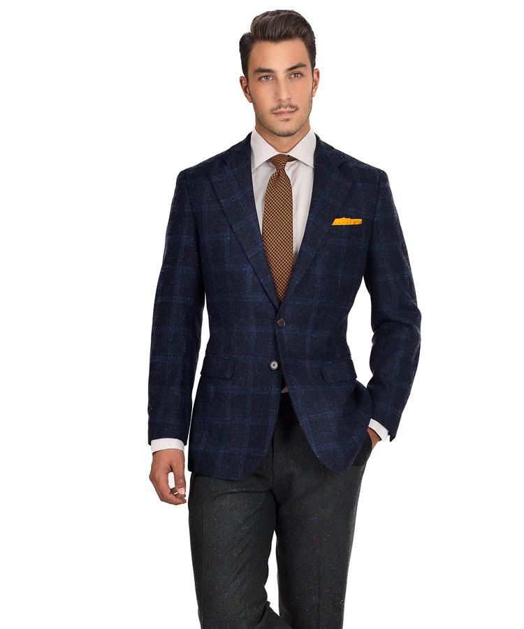 Blue Check Blue Shetland Tweed Blazer